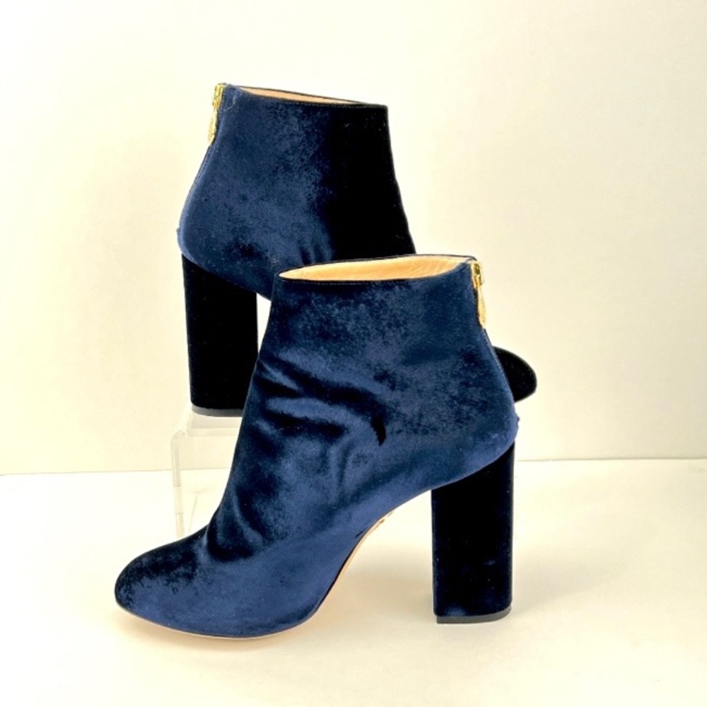 Charlotte Olympia Blue Suede Booties approx size 6.  36.5